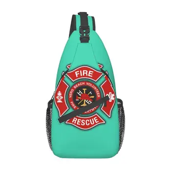 Пожарно-Спасательный Пожарный Crossbody Sling Backpack Мужчины Изготовленная На Заказ Нагрудная Сумка через Плечо для Путешествий Daypack