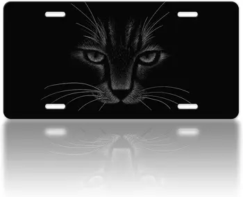 Черная кошка, крышка номерного знака, номерной знак для домашних животных, Забавный котенок, Автомобильный универсальный аксессуар из нержавеющей стали для США, Канады
