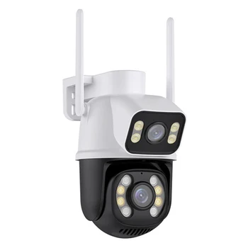 4K 8-Мегапиксельная IP-камера инфракрасного ночного видения с двумя объективами Наружный Wifi Монитор Cam с вращением на 360 градусов IP65 Водонепроницаемая Бытовая безопасность