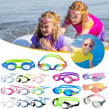 Профессиональные силиконовые плавательные очки Красочные детские Противотуманные УФ-очки для плавания Водонепроницаемые Очки для плавания HD для детей от 3 до 14 лет
