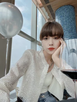 Корейский дизайн 2023, модный женский блейзер с круглым вырезом и длинным рукавом, Милые шикарные куртки-блейзеры