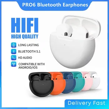Наушники Pro6 Bluetooth, беспроводные наушники, вкладыши, стереонаушники, спортивная водонепроницаемая гарнитура, микрофон для смартфонов Xiaomi