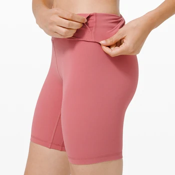 Выровняйте женские спортивные шорты с высокой талией и карманами, ощущающие себя обнаженными, быстросохнущие короткие штаны для йоги с пуш-апом для бега, фитнеса