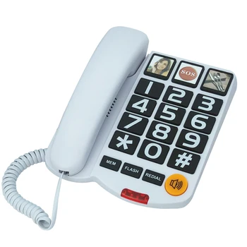 Телефон с Большой кнопкой для Пожилых людей, Проводной Телефон, Стационарный Телефон, Проводной Телефон Громкой связи, Экстренный Телефон SOS