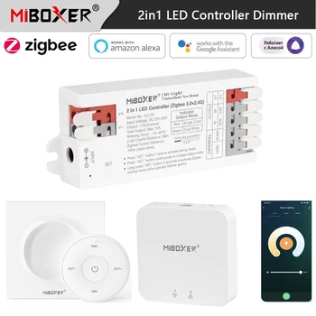 Умный светодиодный Диммер Miboxer Zigbee 2в1 с Дистанционным Управлением 2.4 G/Голосом/ Приложением ECHO Plus для Одноцветного освещения 5050 COB CCT
